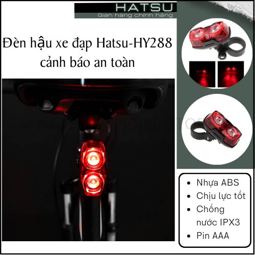 Đèn hậu xe đạp Hatsu-HY288, đèn led xe đạp cảnh báo an toàn gắn xe đạp Giant, MTB địa hình