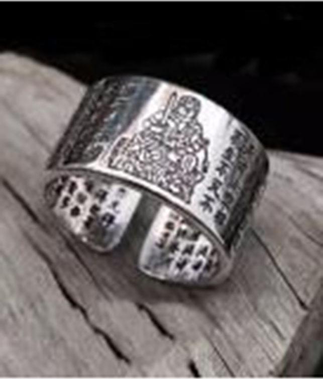 Nhẫn Khắc Ngài Bất Động Minh Vương - Bát Nhã Tâm Kinh Tuổi Dậu Trang Sức Bạc QTJ