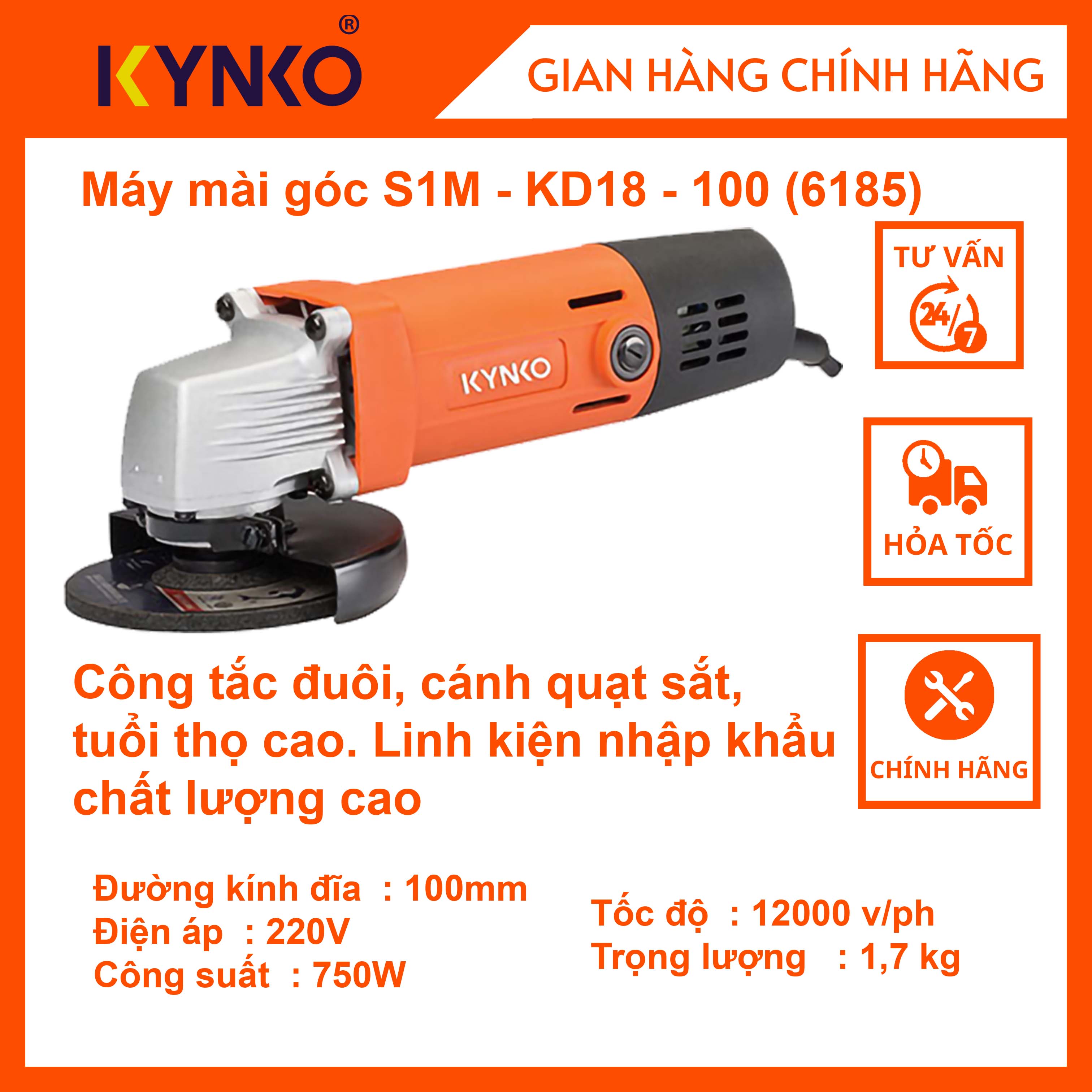 Máy mài 100 - KD18 cầm tay chất lượng chính hãng Kynko S1M-KD18-100 #6185