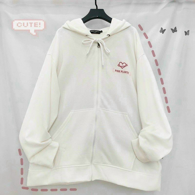 Áo khoác hoodie dây kéo form rộng MOON ulzzang (ẢNH THẬT)