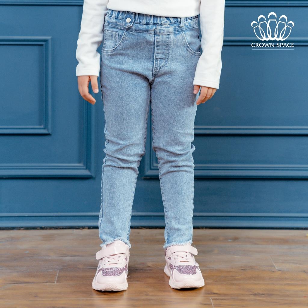 Quần Jeans Bé Gái Crown Space Cao Cấp CKGL372210-Siêu Nhẹ Chống Nhăn, Xanh Pastel Chuẩn Anh Quốc Size 19kg-33kg