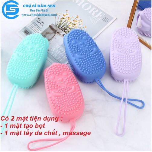 BÔNG TẮM SILICON TẠO BỌT MASSAGE HÌNH CHUỘT CUTE, BÔNG TẮM TẨY DA CHẾT 2 MẶT SILICONE