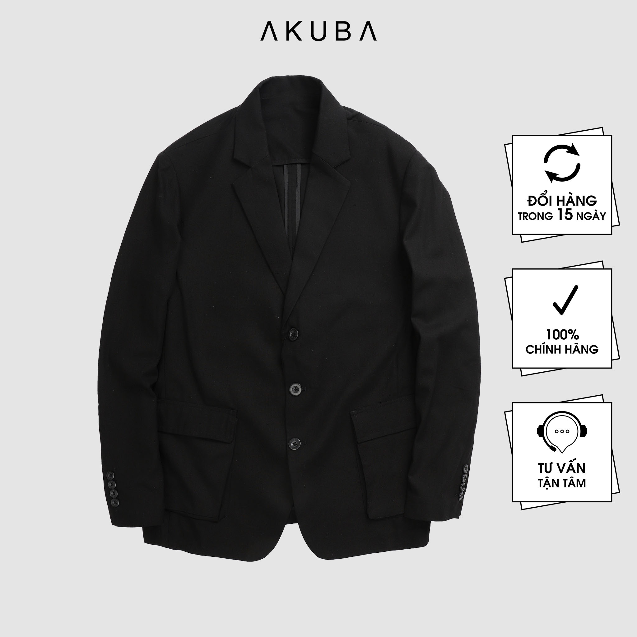 Áo Khoác Blazer Nam AKUBA, form slimfit, vải dệt fresco nhập khẩu, có 2 nút, mềm mịn 01K0332