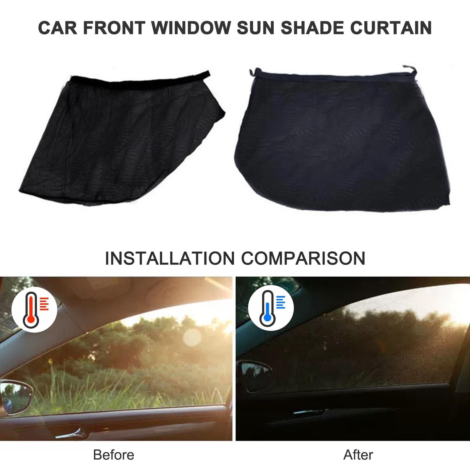 Car Rear Window Sun Shade Curtain Interior Sun Protection Window Mesh Cover 2Pcs UV Block Mesh Net for Privacy Blackout