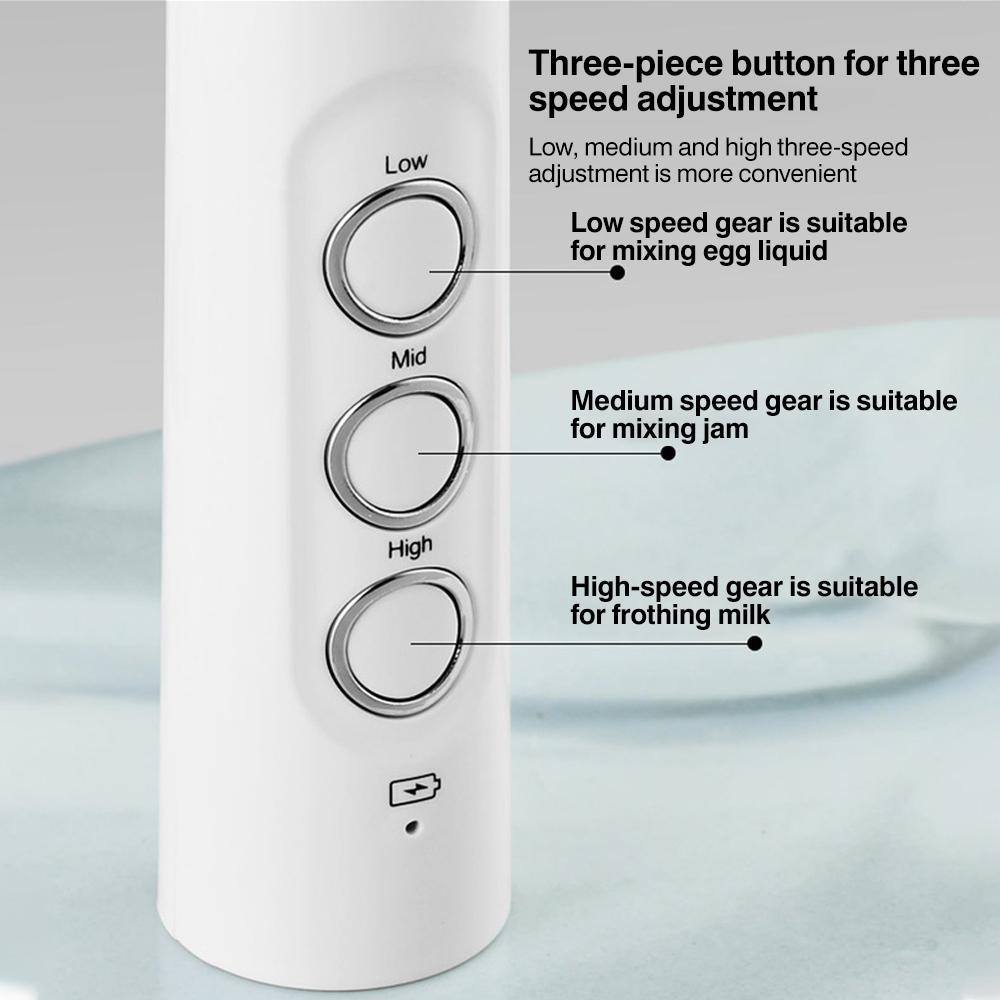 Cầm Tay Bọt Sữa Trứng Be 3 Tốc Độ Điện Đánh Cà Phê Bọt Sữa Phối USB Sạc Máy Xay Thực Phẩm Dụng Cụ Nhà Bếp