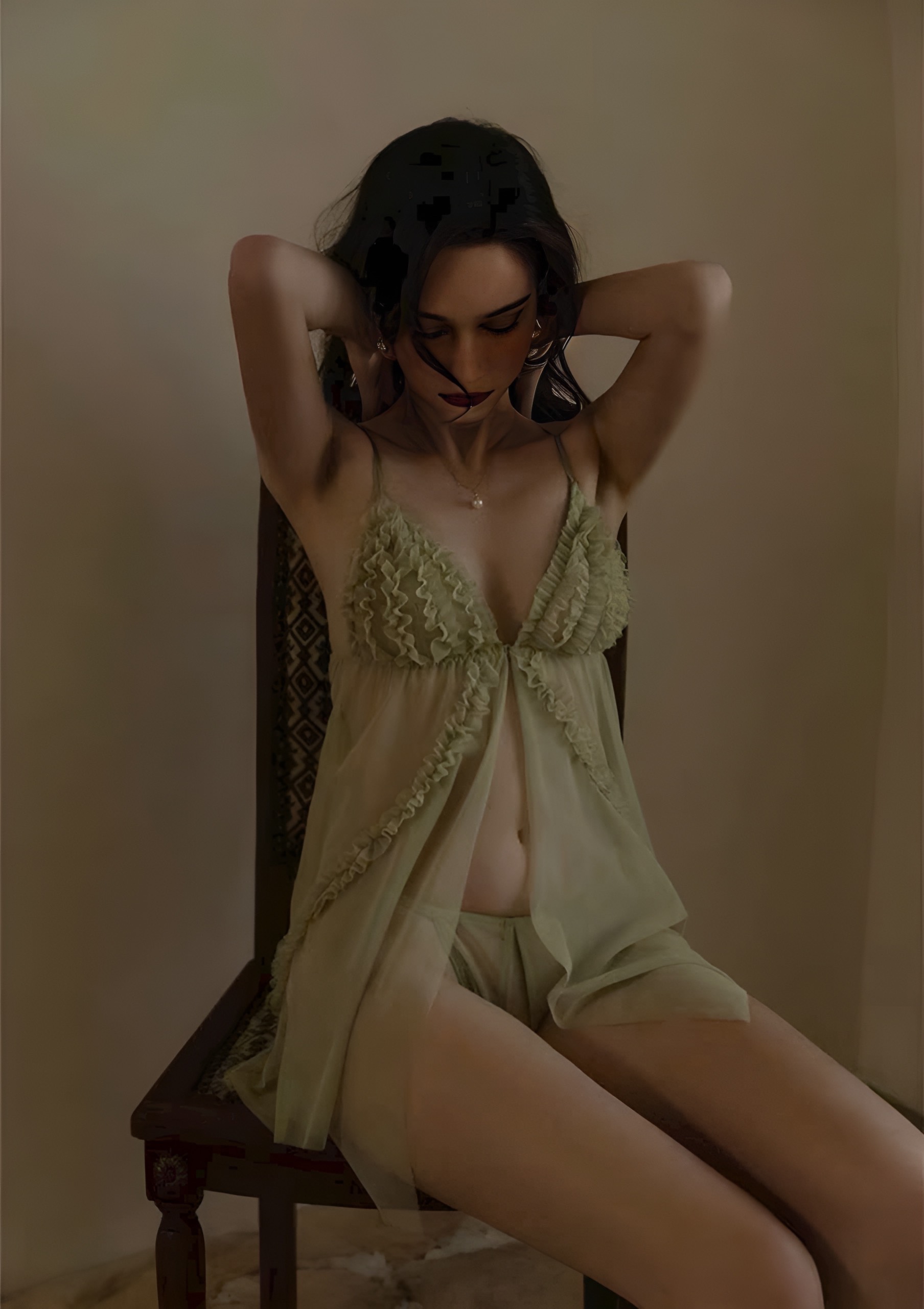 Váy Ngủ Nữ Xẻ Tà Hai Dây - B.Lingerie