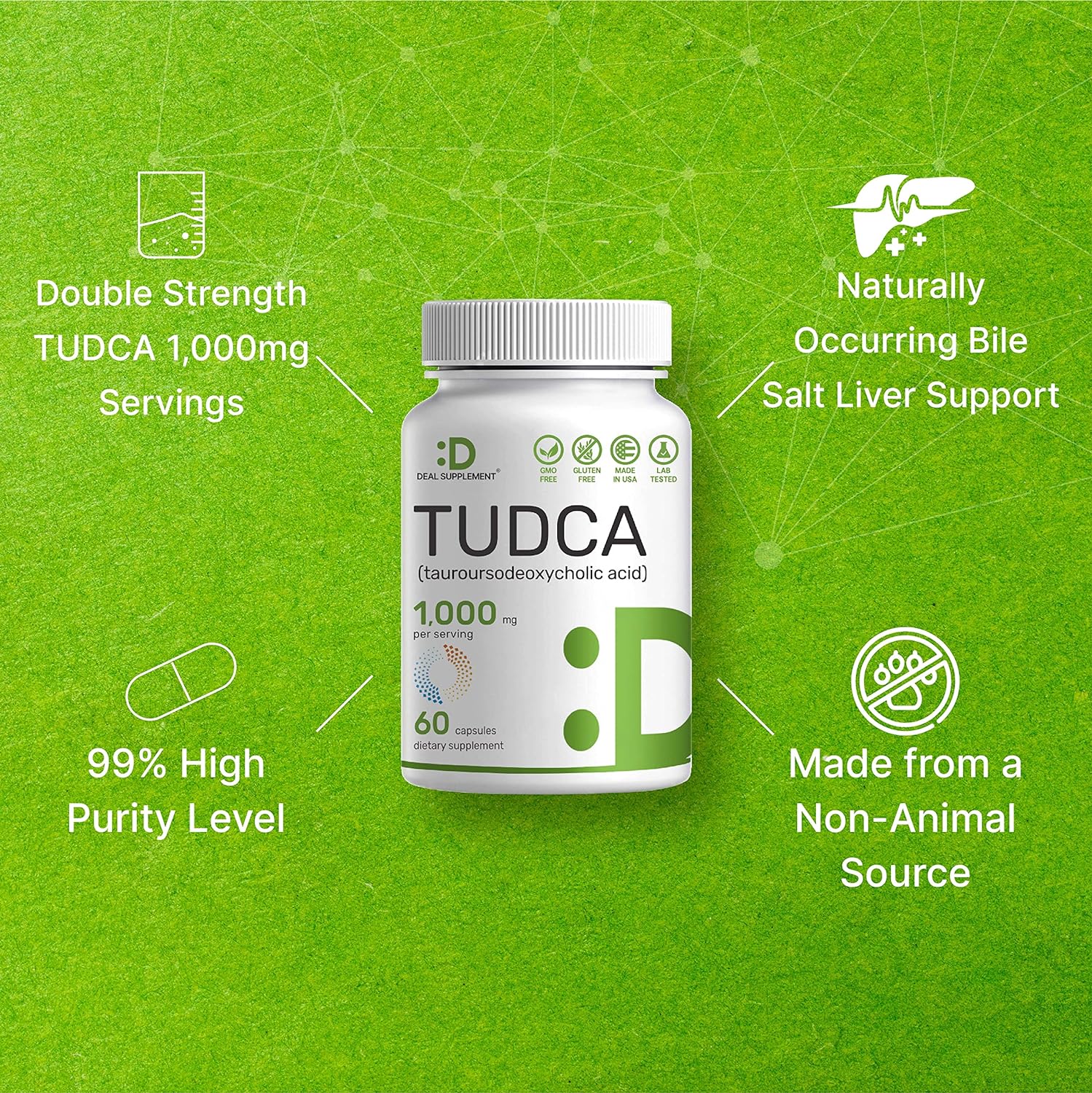 Deal Supplement Tudca 1000mg (60 Viên) - Hỗ Trợ Tăng Cường Sức Khỏe Gan - Thận Và Hiệu Quả Tăng Cơ