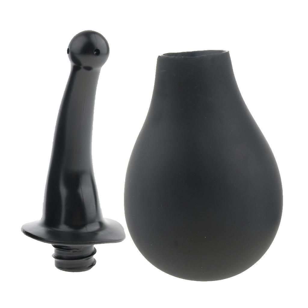 Men Women Enema Bulb Clean Anal Silicone Douche with Nozzle Kit Set Black