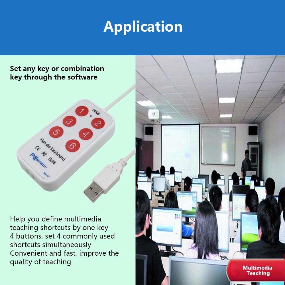 Bàn phím tay cầm HK_6 USB,6 phím tắt tùy chỉnh,Đa phương tiện