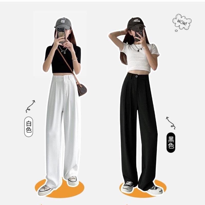 QUẦN NỮ CẠP CAO KHÓA TRƯỚC ỐNG RỘNG SUÔNG DÀI