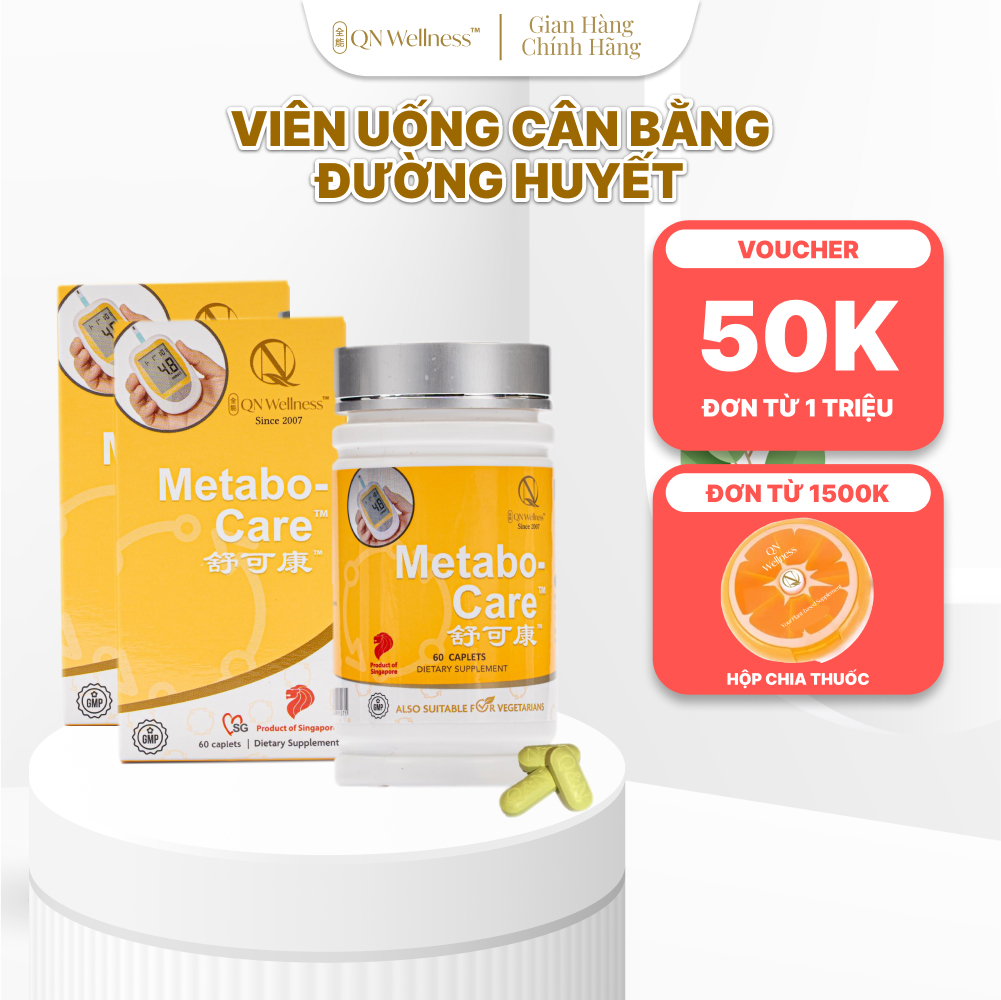 Combo Ưu Đãi Viên Uống Bổ Sung Metabo-Care QN Wellness Hỗ Trợ Chức Năng Tuyến Tụy, Tăng Cường Lưu Thông Máu, Cải Thiện Sức Khỏe Làn Da - Hộp 60 Viên x 2