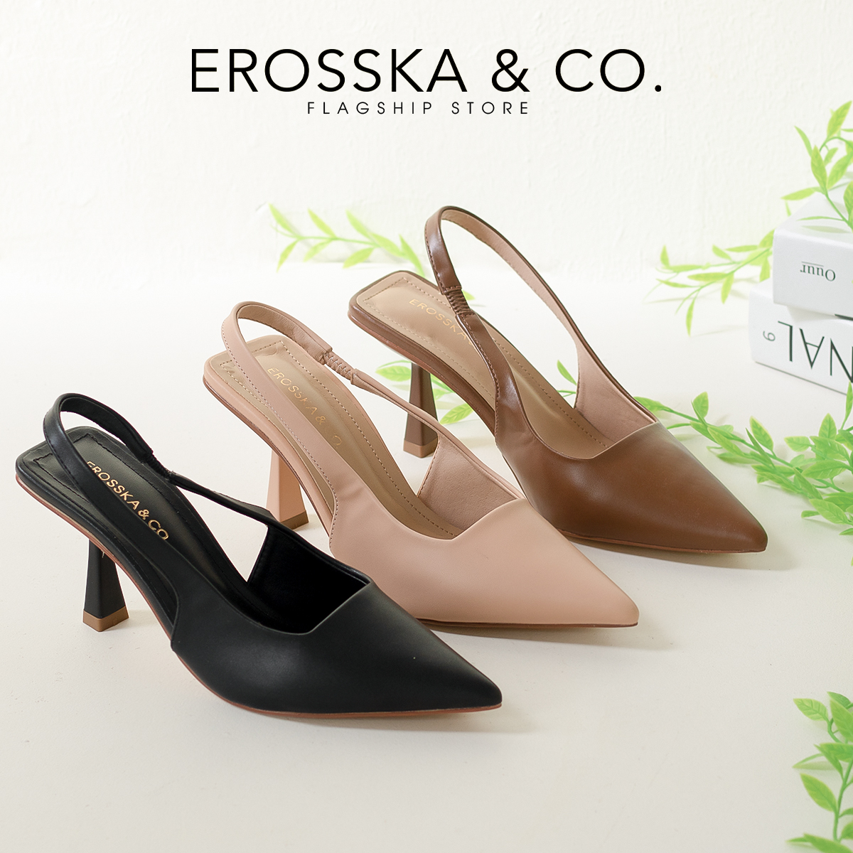 Erosska - Giày cao gót mũi nhọn phối dây cao 7cm _ EH041
