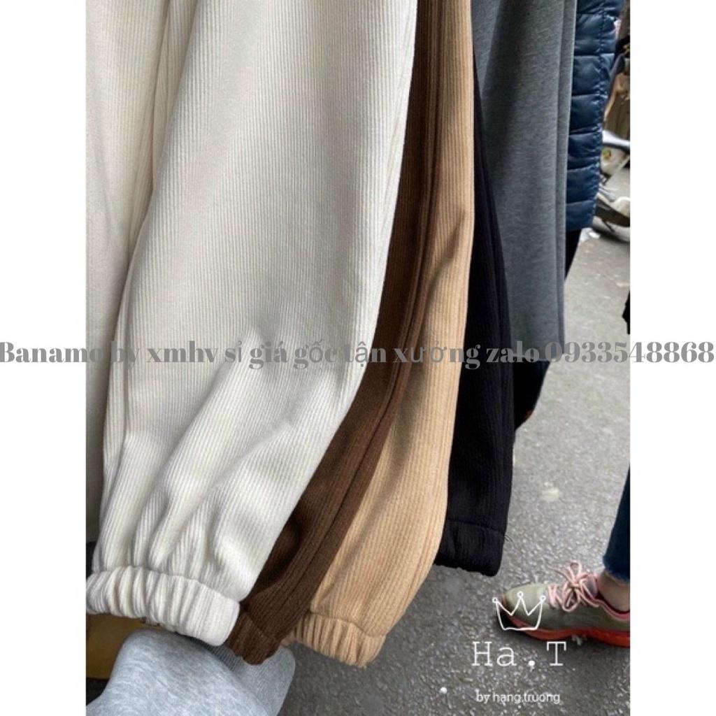 Quần Jogger nỉ tăm dáng rộng ống boom bo gấu 4 màu phong cách Ulzzang năng động thời trang Banamo Fashion 295
