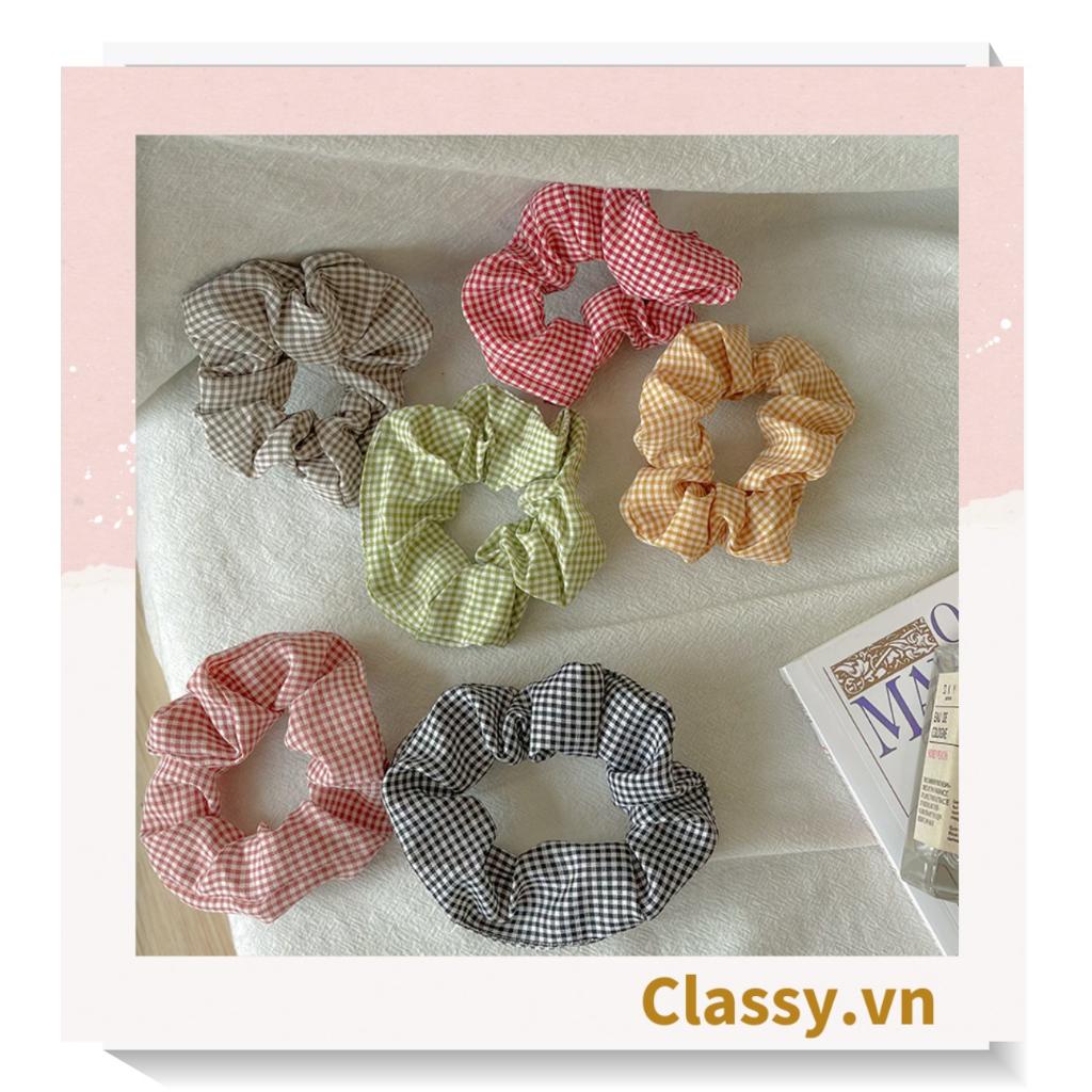 Scrunchies buộc tóc nhiều họa tiết; họa tiết tông kẻ sọc  nữ Classy tính thanh lịch PK735