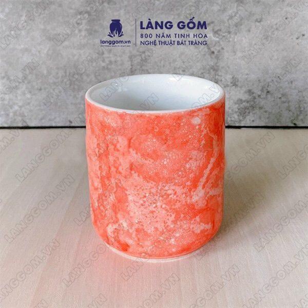 Cốc uống nước, Ly sứ vân đá dáng cốc trụ - Gốm sứ Bát Tràng cao cấp - Làng Gốm Bát Tràng