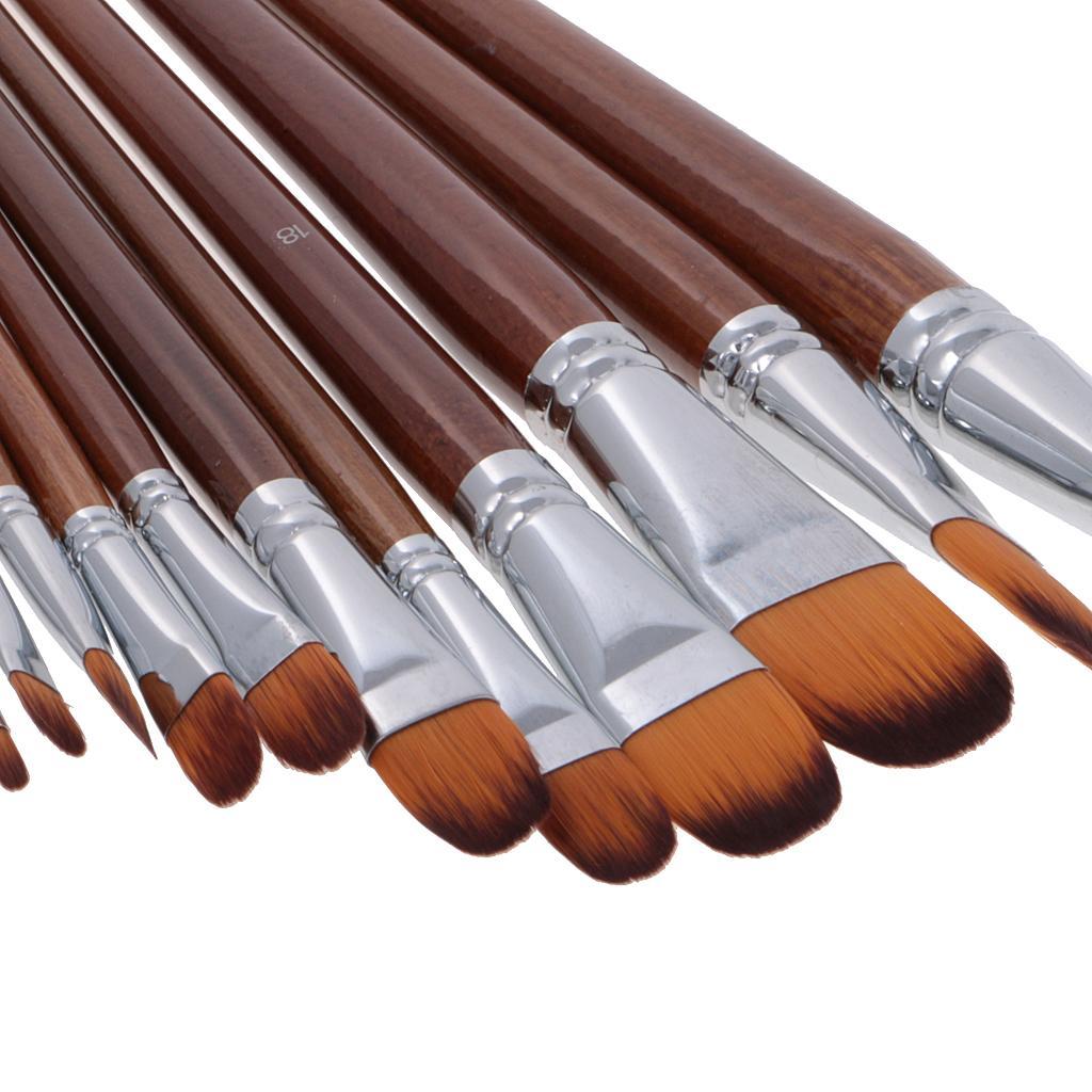 26 Sizes Professional Angular Paint Brush Nylon Hair Angled Paint Brushes Set Art Paintbrush for Artist Watercolor, Acrylic, Gouache, Oil Painting