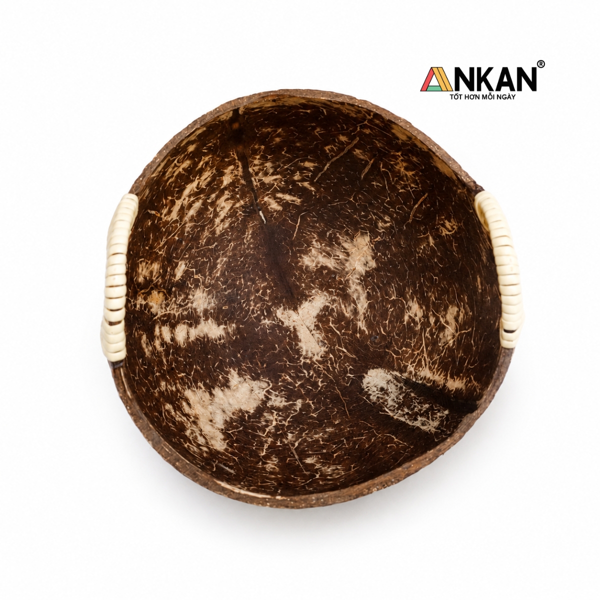 Bát Gáo Dừa Có Quai ANKAN Tô Gỗ Dừa Handmade – Decor Vintage Đựng Trái Cây, Snack, Nến Thơm