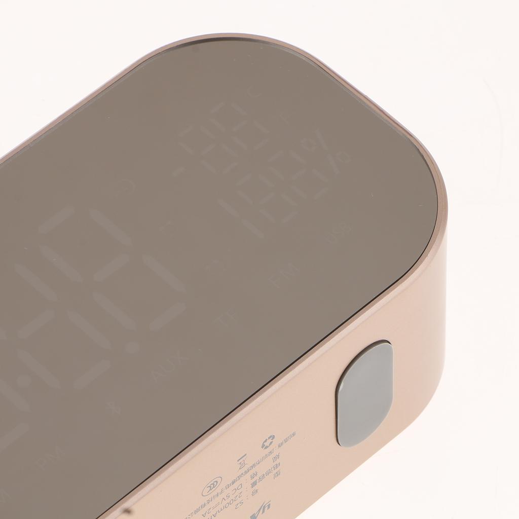 Wireless LED Mirror Surface Bluetooth Alarm Clock Speaker Table Clock for Home Office Decoration