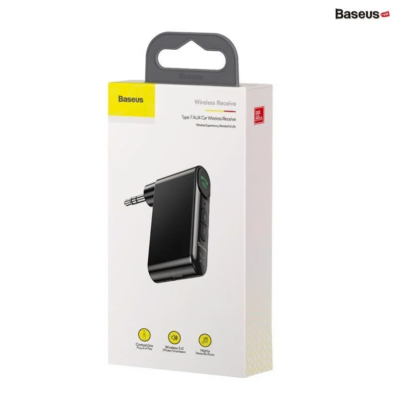 Bộ Bluetooth Receiver dùng cho xe hơi Baseus Qiyin AUX ( Car AUX 3.5mm Bluetooth Receiver/ Adapter) hàng chính hãng