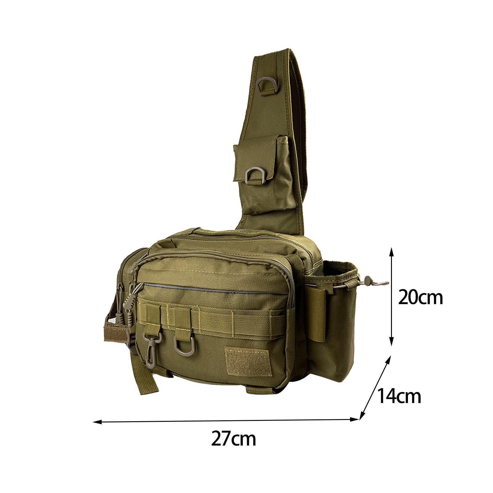 Fishing Tackle Storage Bag, Multifunctional Fishing Bag Rod Holder, Durable Shoulder Bag Waist Pack, Chest Pack for Fishing, Outdoor, Camping Men