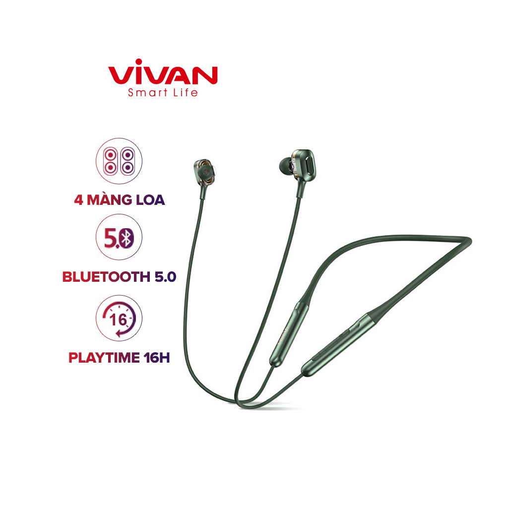 Tai Nghe Bluetooth Đeo Cổ Thể Thao VIVAN Liberty N100 Kháng Nước IPX4 - Hàng chính hãng