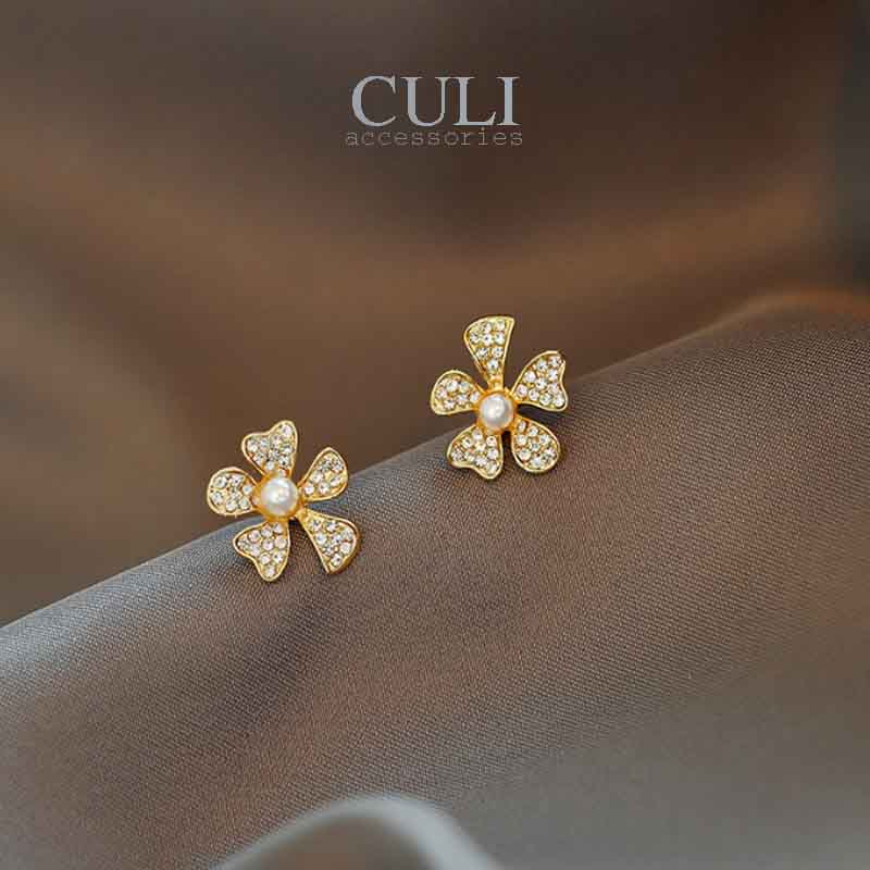 Khuyên tai, Bông tai thời trang hình hoa đính đá HT660 - Culi accessories