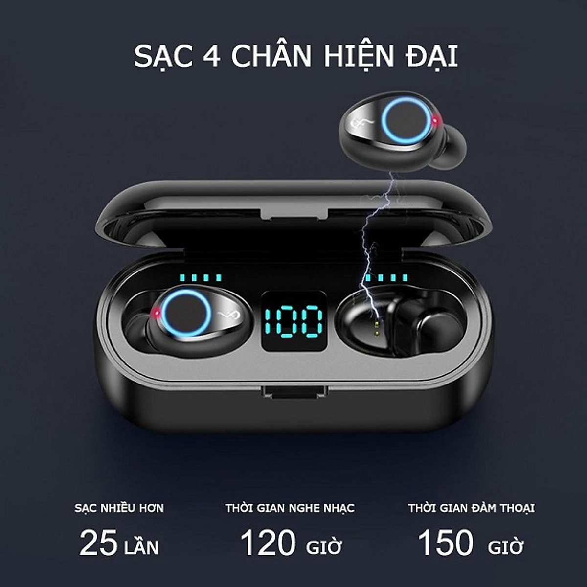 Tai Nghe Bluetooth Không Dây 5.0 F9 - Tai Nghe Airpods Cao Cấp - Kiểu Dáng Độc Đáo, Nhỏ Gọn - Âm Thanh Mềm Mượt, Thoải Mái, Không Làm Nhức Tai