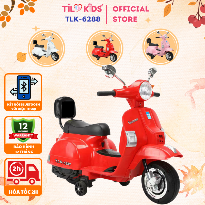 Xe máy điện Vespa cho bé TILO KIDS TLK-6288 có đèn nhạc siêu dễ thương