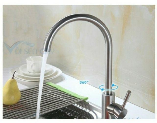 Combo chậu chén inox + vòi rửa chén nóng lạnh inox 304