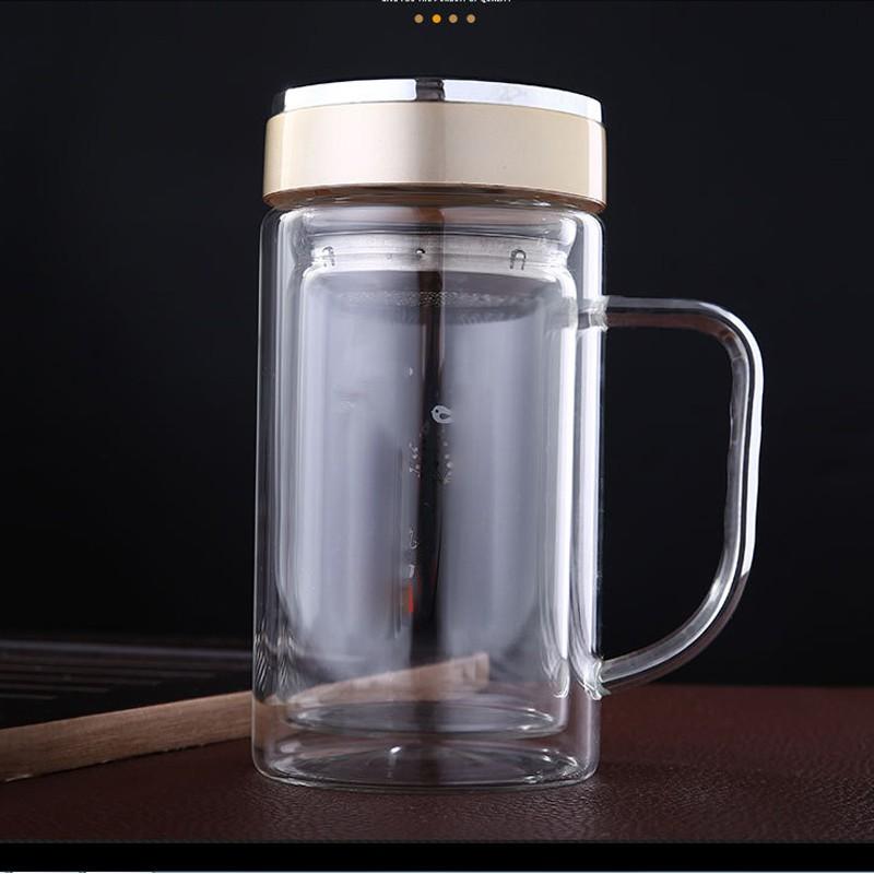 Cốc thủy tinh 2 lớp giữ nhiệt 360ml-có khay lọc