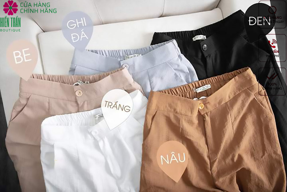 Quần baggy đũi Hiền Trần BOUTIQUE vải xước thoáng mát mềm mịn cạp chun sau form chuẩn tôn dáng