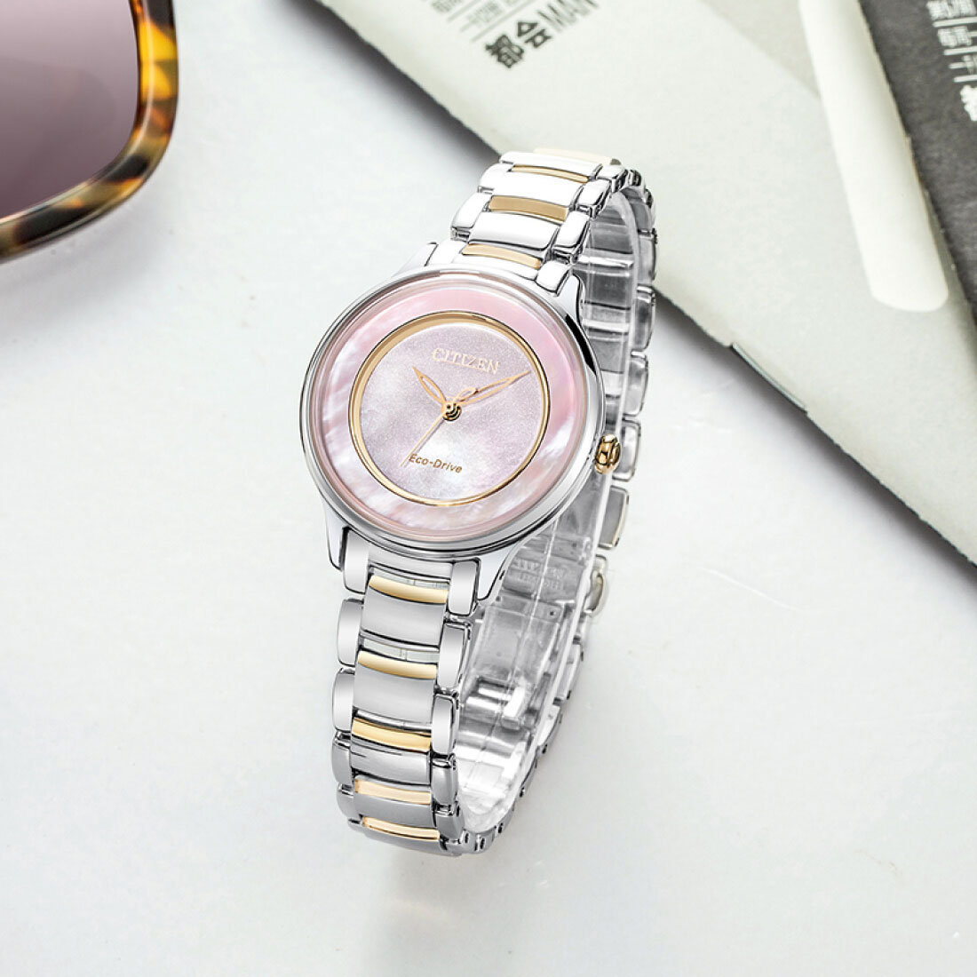Đồng Hồ Nữ Citizen Dây Thép Không Gỉ EM0384-56D - Mặt Xà Cừ