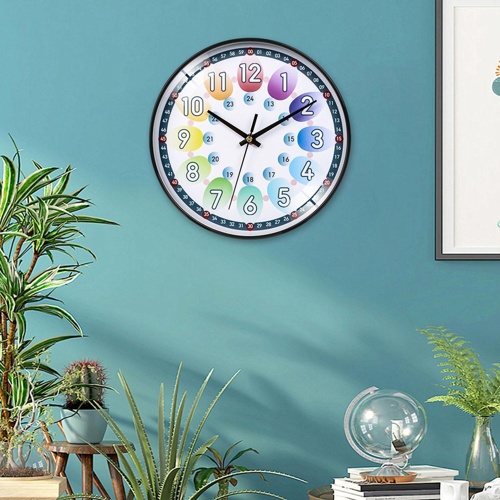Kids Wall Clock Silent Non Ticking Kids Learning Living Room Home