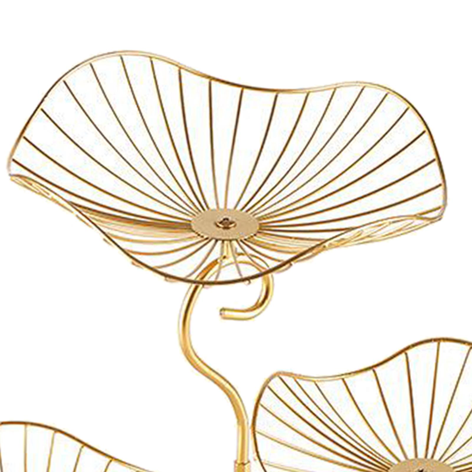 Lotus Leaf Fruit Bowl Display Basket Iron Wire Fruit Holder Dish 3 Tier Style 1