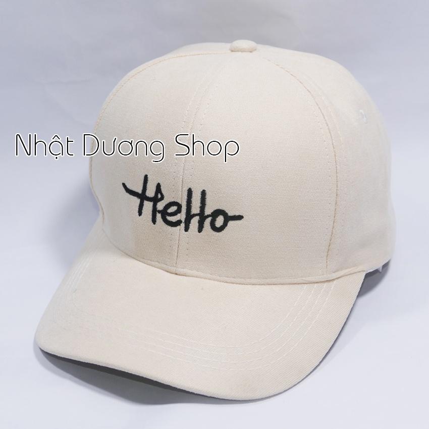 Mũ lưỡi trai ️ Nón kết thêu hình chữ Hello chất kaki cao cấp form unisex nam nữ