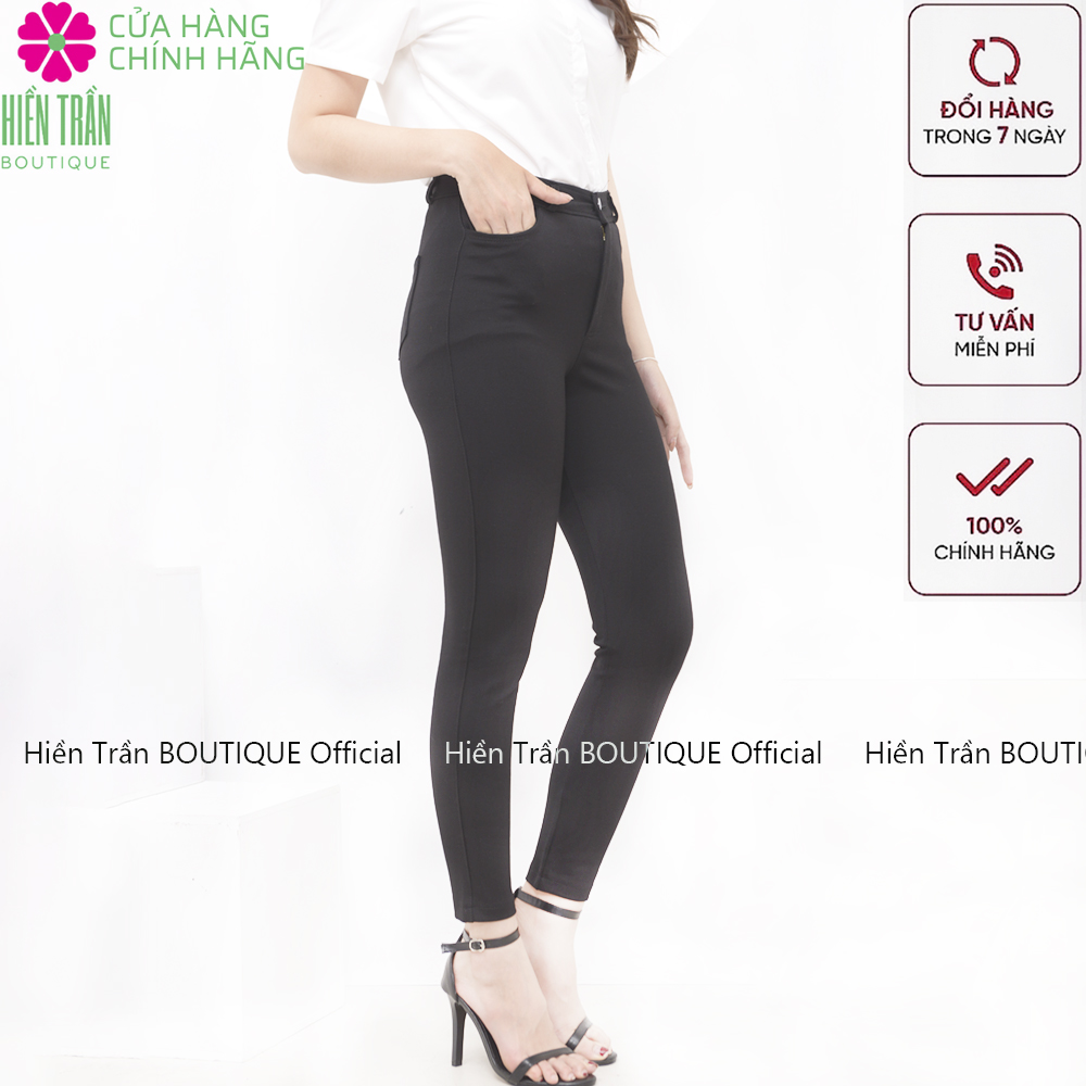 Quần tregging nữ công sở Hiền Trần BOUTIQUE cạp cao, khóa kéo vải dày dặn co giãn, mặc tôn dáng