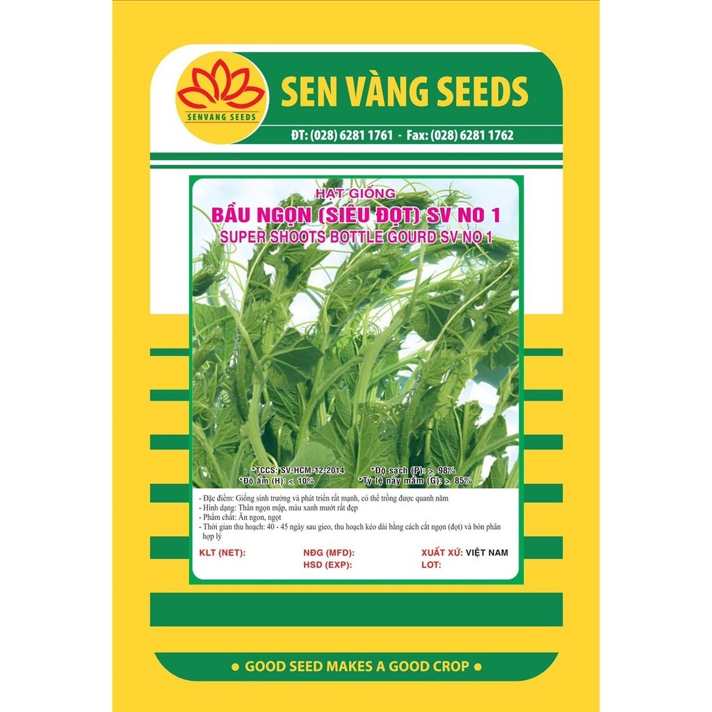 Hạt Giống Bầu Ngọn Siêu Đọt Sen Vàng Gói 10gram
