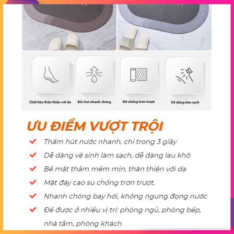 Thảm lau chân Silicon lót cửa chùi chân Siêu thấm hút, chống trượt cho phòng tắm Màu sắc ngẫu nhiên