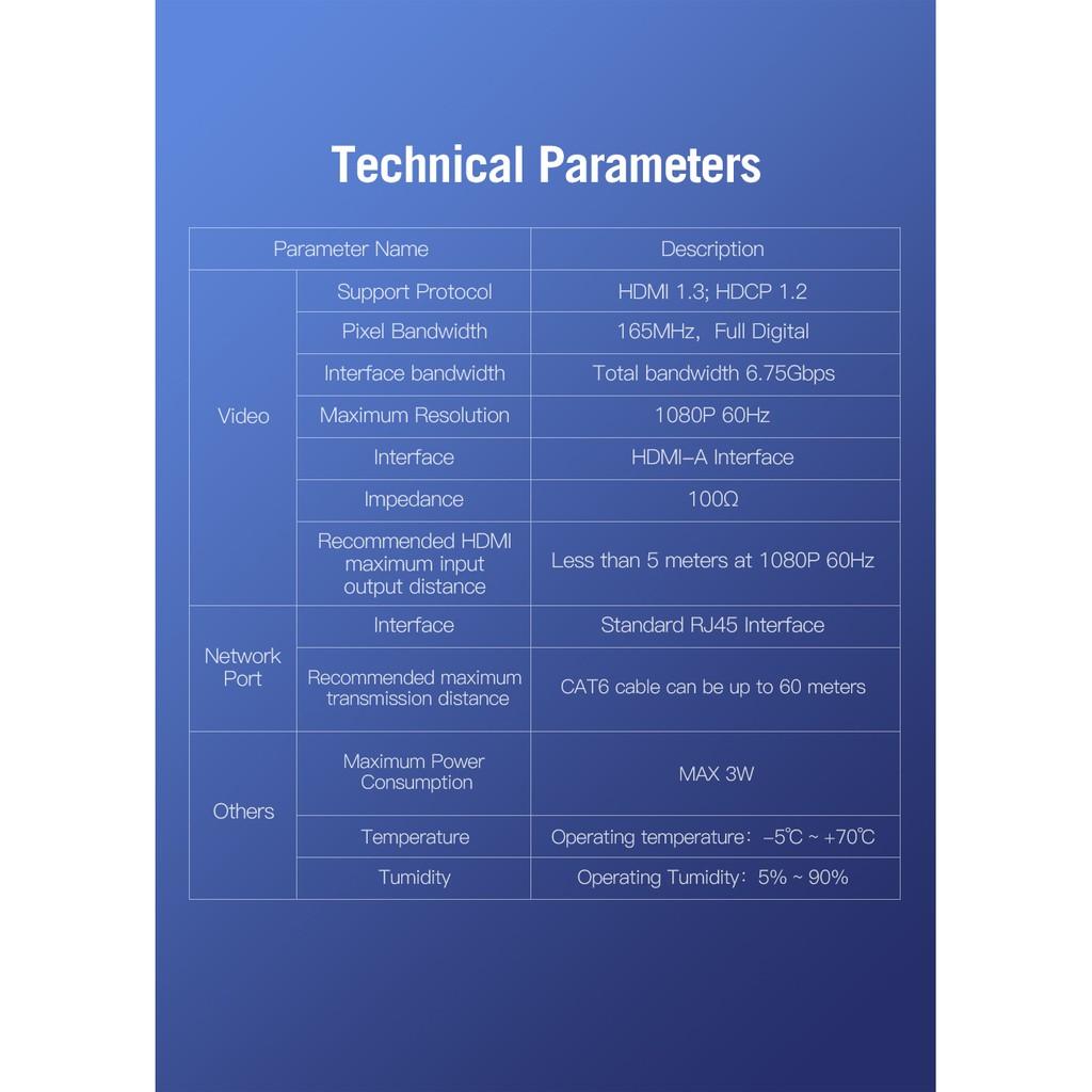 Bộ khuếch đại HDMI qua cáp mạng hỗ trợ 60m Vention AFIB0 - Hàng Chính Hãng