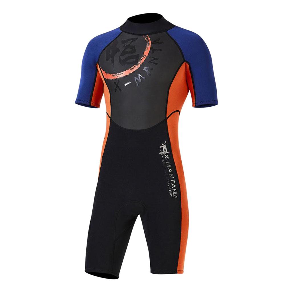 Men 1.5mm Diving Wetsuit One-Piece Short Sleeve Wet Suit Jumpsuit Shorts