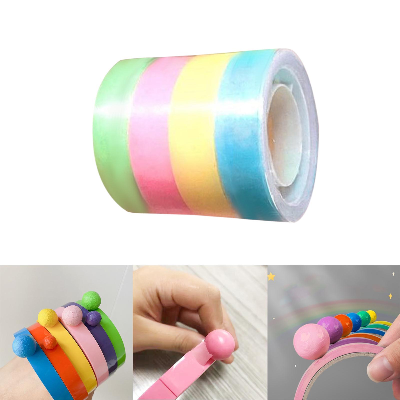 4 Rolls of Sticky Ball Tape, Sticky Ball Rolling Tape, Color Sticky Candy Color Tape for Adult Kids Party