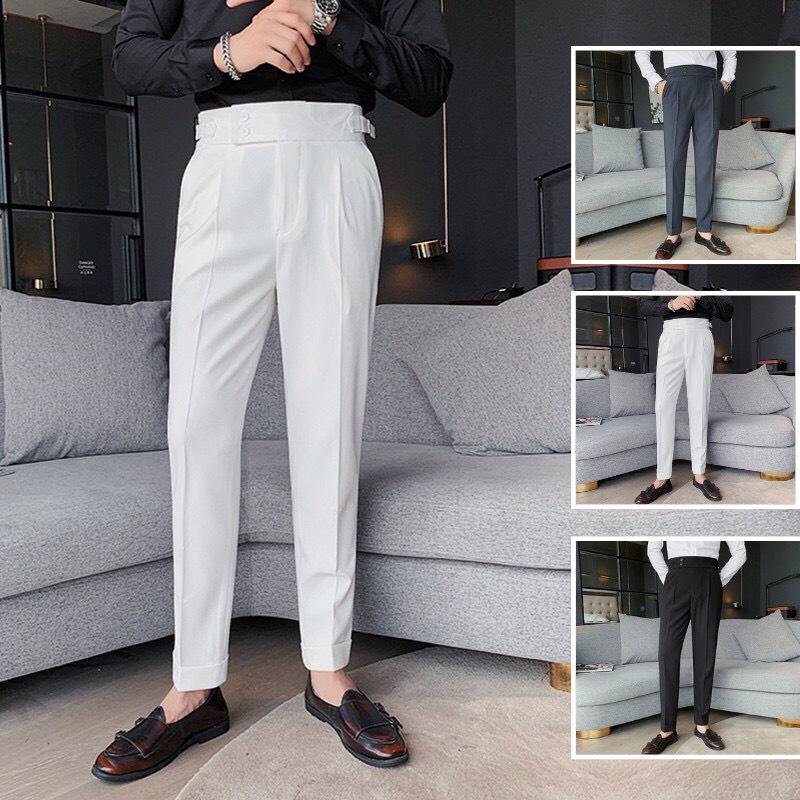Quần Âu Baggy Nam Ống Đứng Trơn Màu Cạp Cao Phối Đai Khuy Kiểu Mới Thời Trang Zenkonu QUAN NAM 130