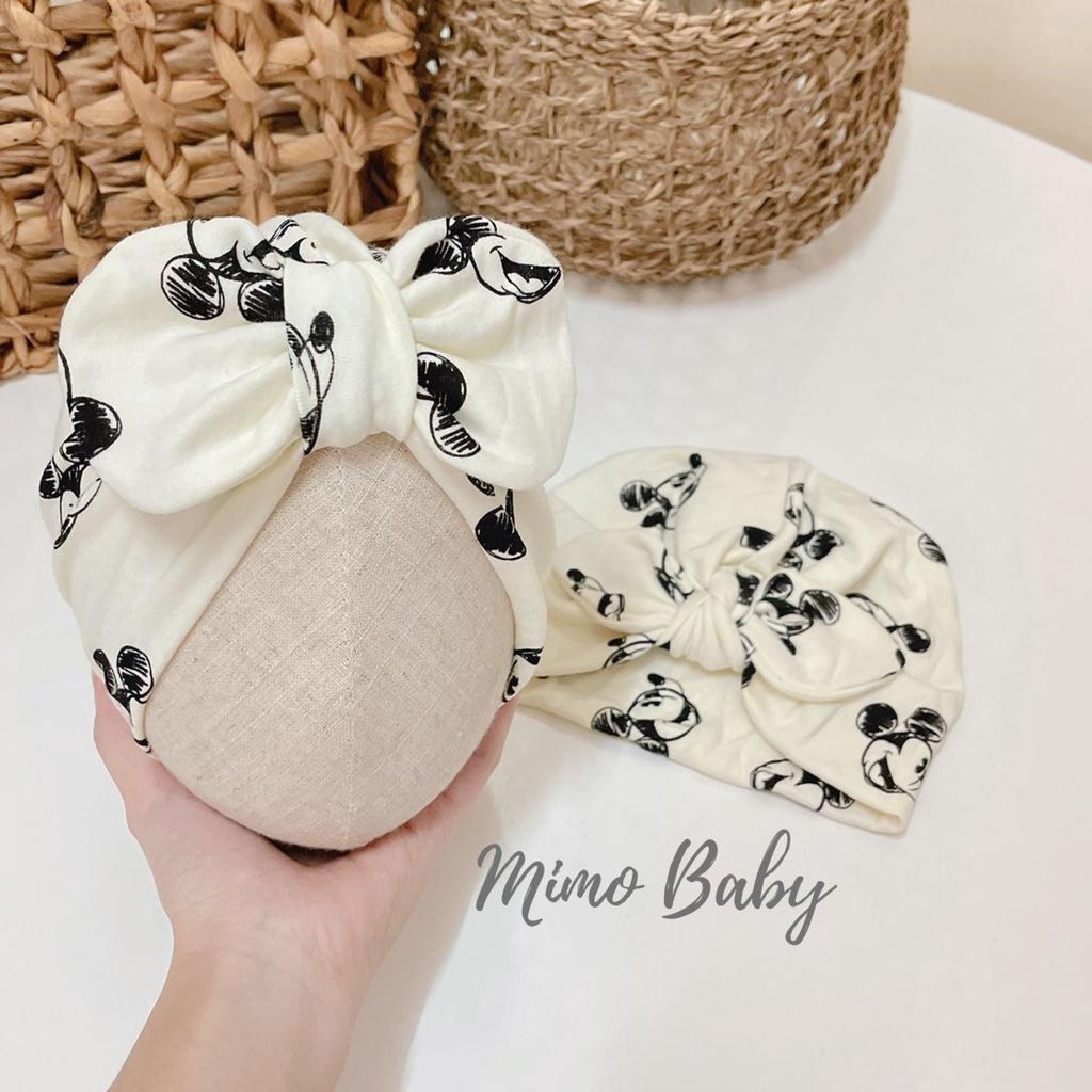 Mũ nón turban cho bé gái họa tiết chuột mickey 5-10kg mimo baby MTB32