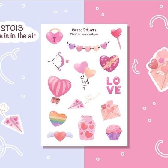 Sticker tự thiết kế - sticker sheet love is in the air - hình dán sổ, nhật kí bullet journal - unim030