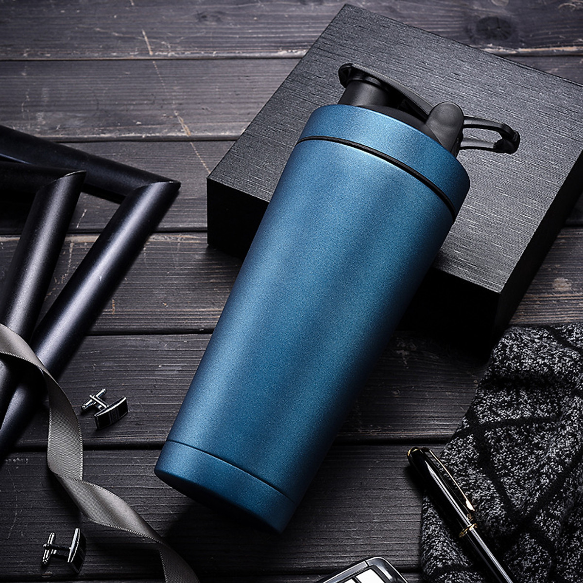 Bình lắc gym, bình lắc shaker, bình nước thể thao inox giữ nhiệt + kèm quả lắc Lò Xo - Hàng chính hãng DoDoDios