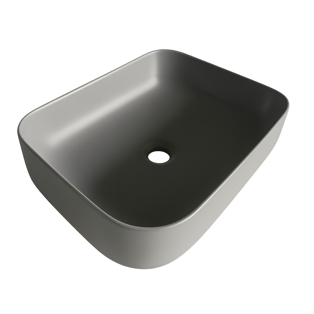 Lavabo đặt bàn màu xám 515x400xx135mm, đã bao gồm nhấn xả, hiệu Trevi KBL04GY