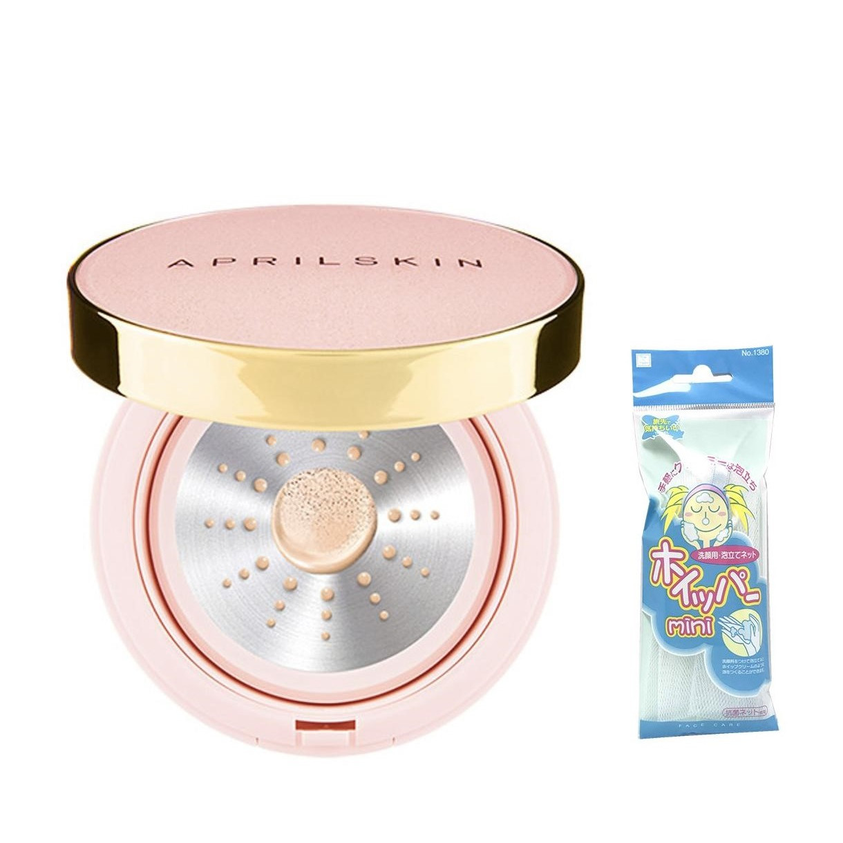 Pink Case] Phấn Nước Aprilskin Magic Essence Shower Cushion SPF50/PA++++ 13g + Tặng Kèm 1 Túi Lưới Rửa Mặt Tạo Bọt