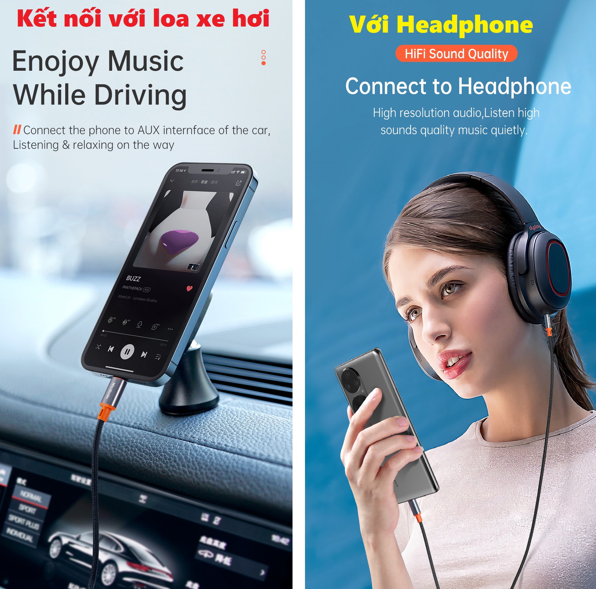Cáp âm thanh kết nối điện thoại ip máy tính bảng type C với loa tai nghe Mcdodo CA078 CA082 _ Hàng chính hãng