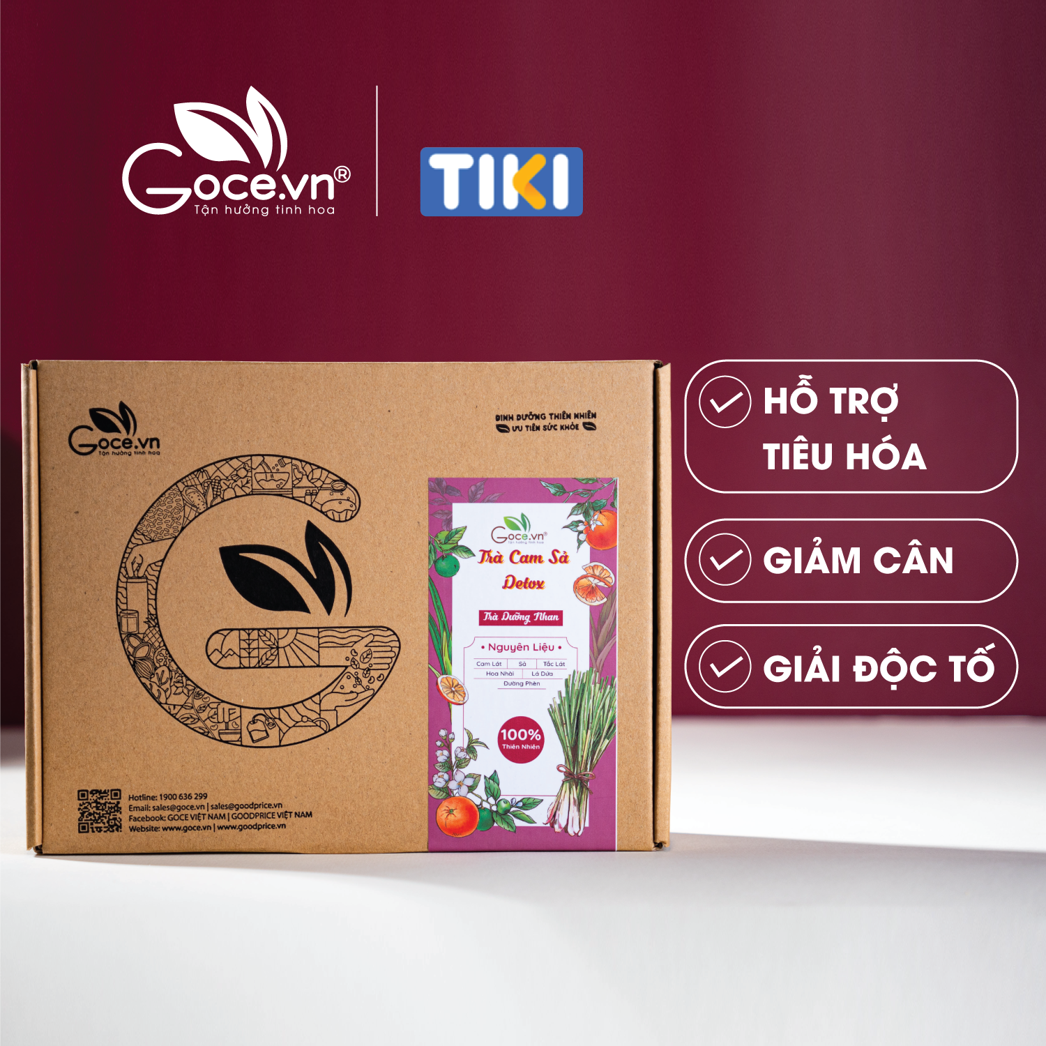 Trà cam sả Detox Goce - Trà thảo mộc,Trà dưỡng nhan - 220g