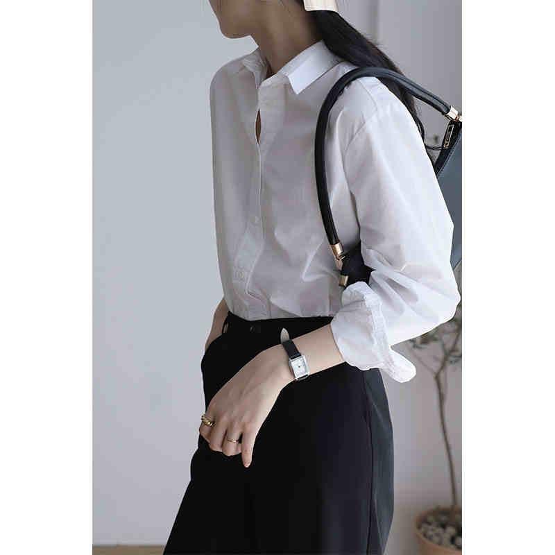 Áo sơ mi trắng nữ form rộng màu trắng/đen công sở, đi học. Áo sơ mi nữ kiểu thời trang cao cấp YUKIBLOOM mã ASM04